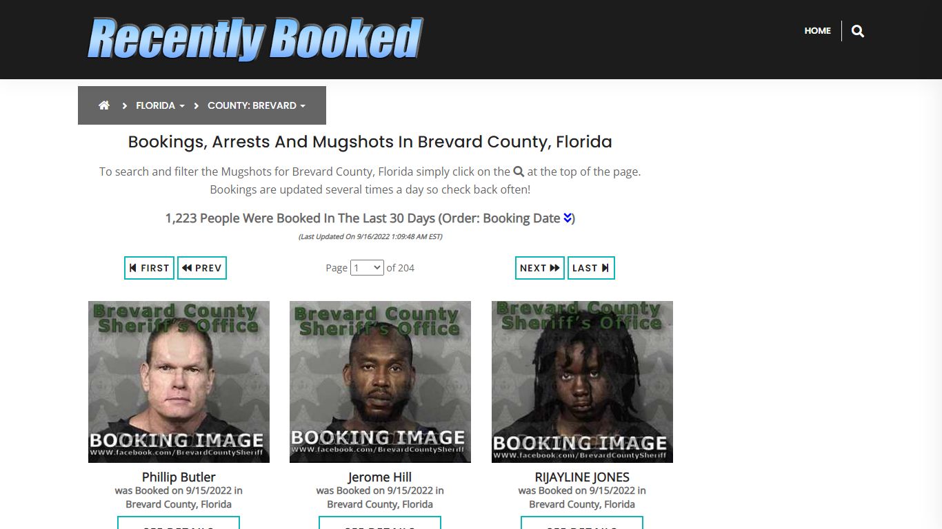 Recent bookings, Arrests, Mugshots in Brevard County, Florida