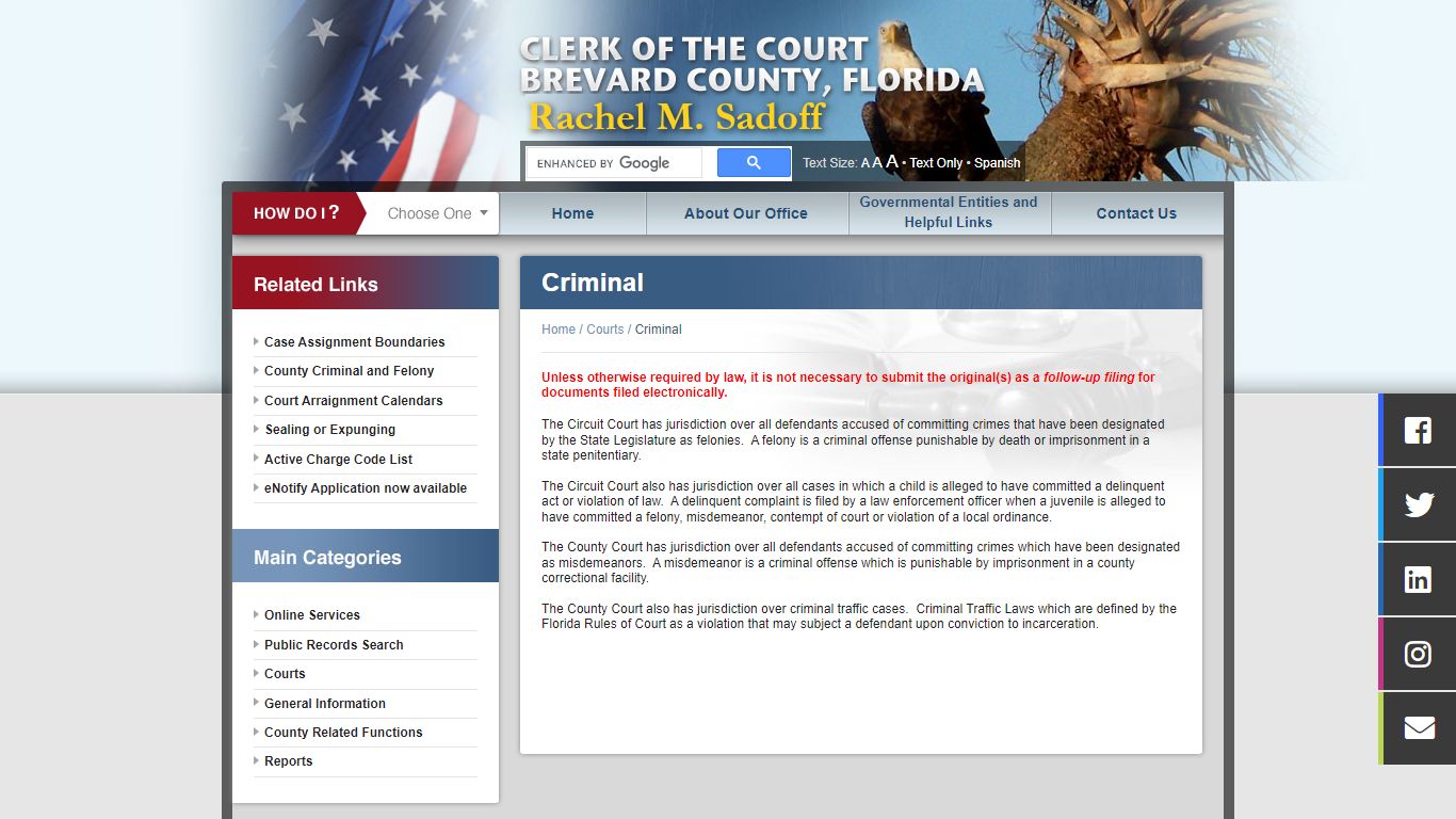 Criminal - Brevard County, Florida - Clerk of the Court